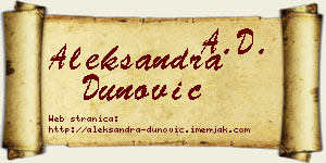 Aleksandra Dunović vizit kartica